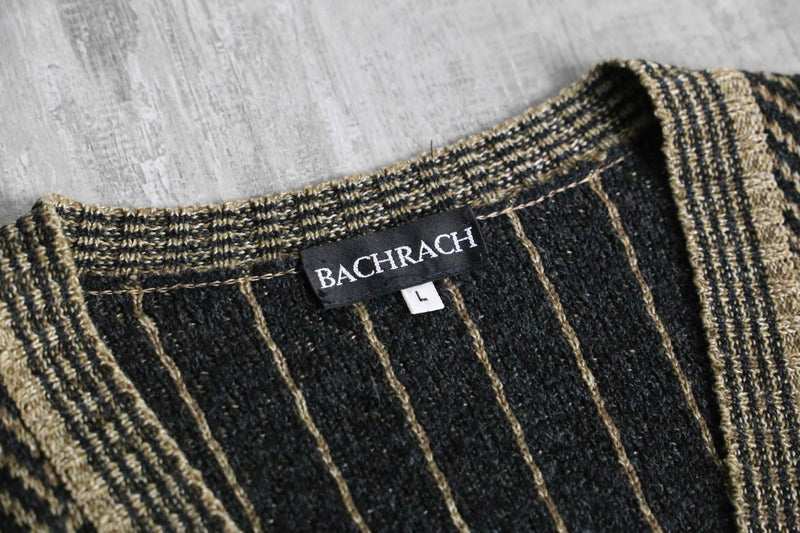 "BACHRACH" melange herringbone textile acrylic cardigan