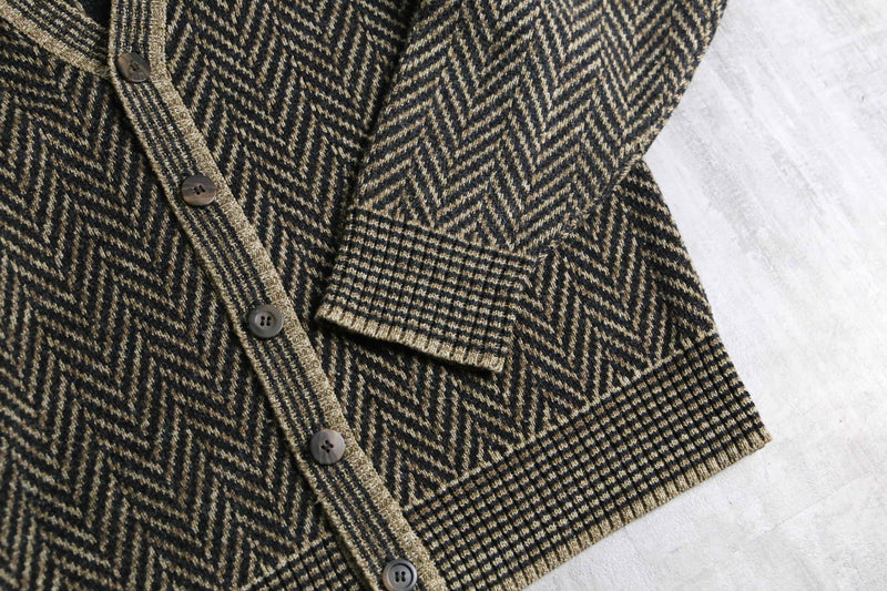 "BACHRACH" melange herringbone textile acrylic cardigan