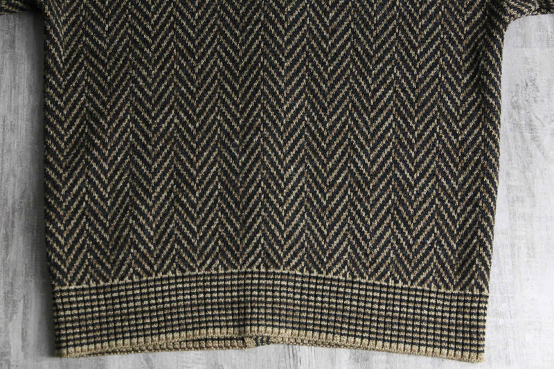 "BACHRACH" melange herringbone textile acrylic cardigan