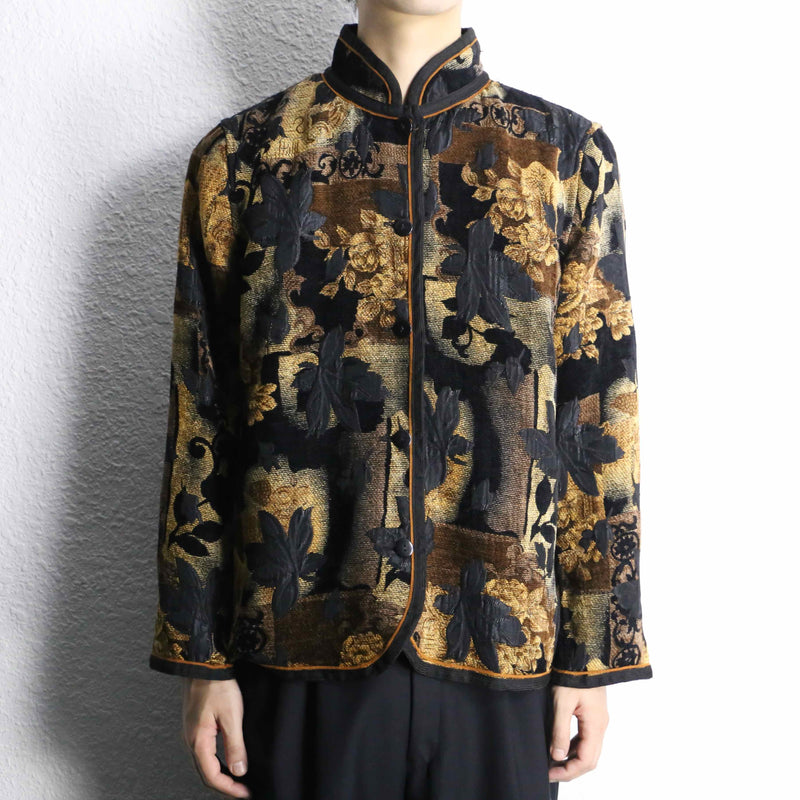 botanical pattern jacquard jacket