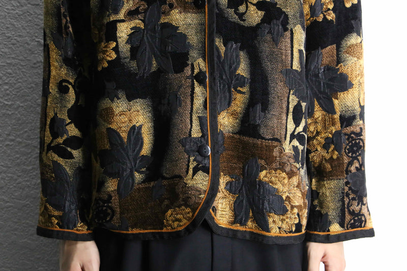 botanical pattern jacquard jacket