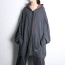 ”Harley Davidson” gray × red inside out over sized hoodie
