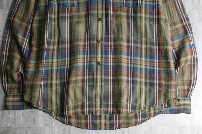 “Polo by RL” madras check linen silk shirt