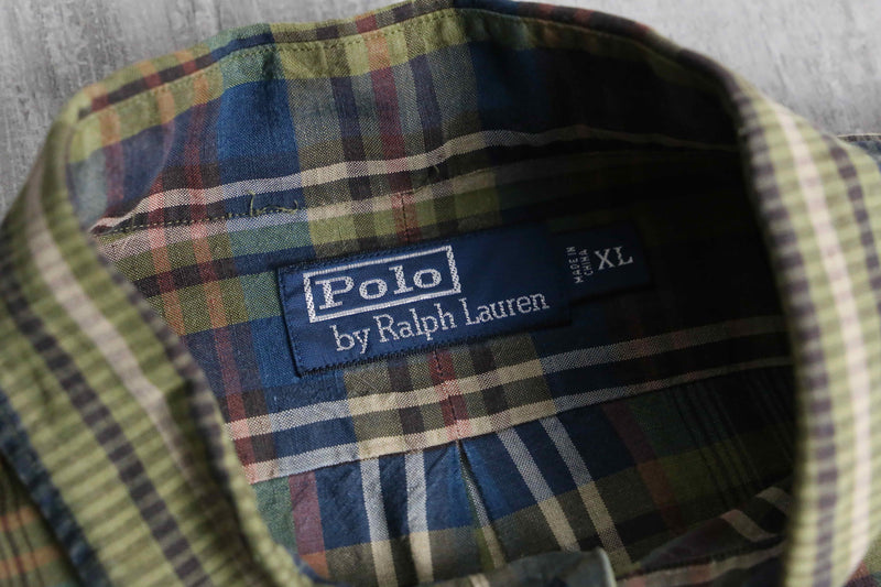 “Polo by RL” madras check linen silk shirt
