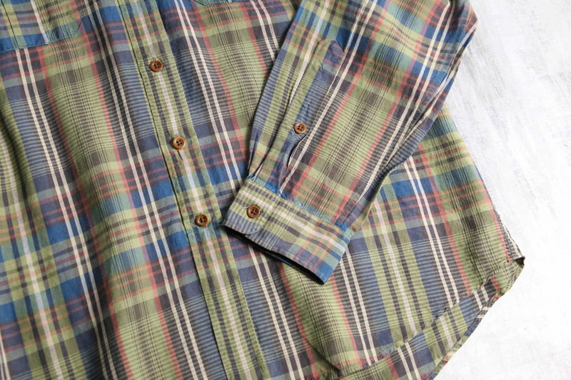 “Polo by RL” madras check linen silk shirt