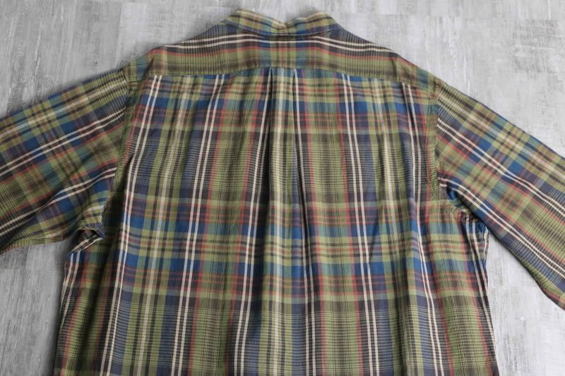 “Polo by RL” madras check linen silk shirt