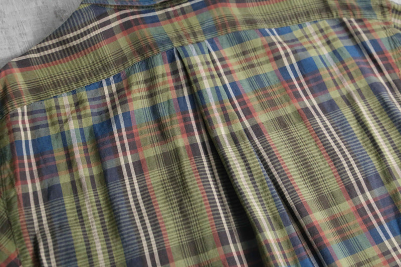 “Polo by RL” madras check linen silk shirt