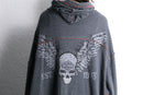 ”Harley Davidson” gray × red inside out over sized hoodie