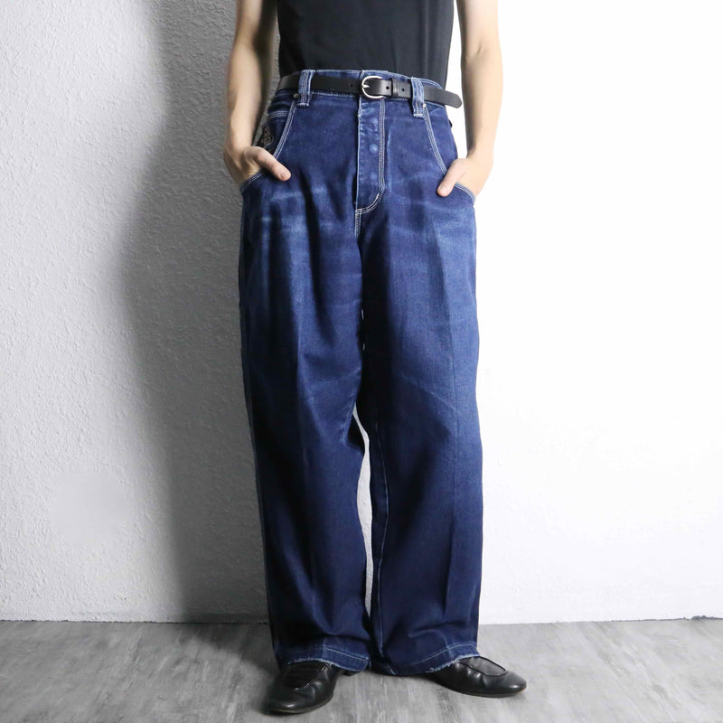 “FUBU” deep indigo painter wide denim pants