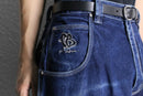 “FUBU” deep indigo painter wide denim pants