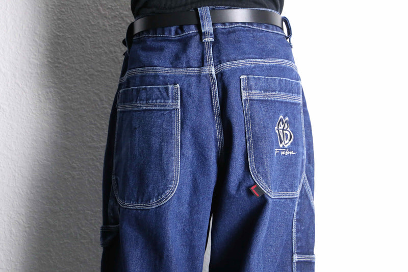 “FUBU” deep indigo painter wide denim pants