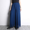 navy color tuck sheer wide pants