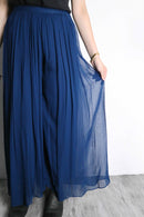 navy color tuck sheer wide pants