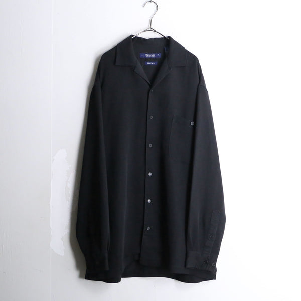 black open collar rayon shirt