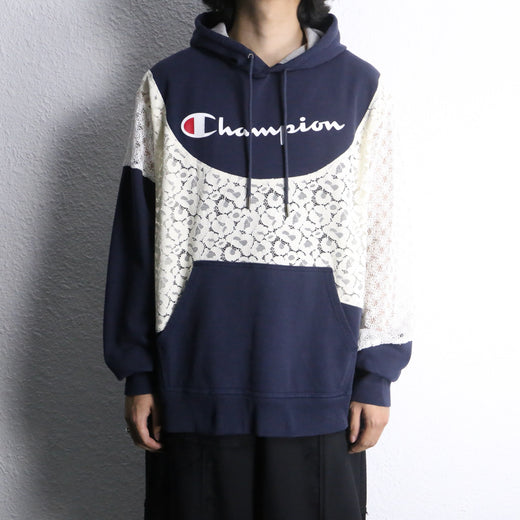 "Re:make" lace docking hoodie