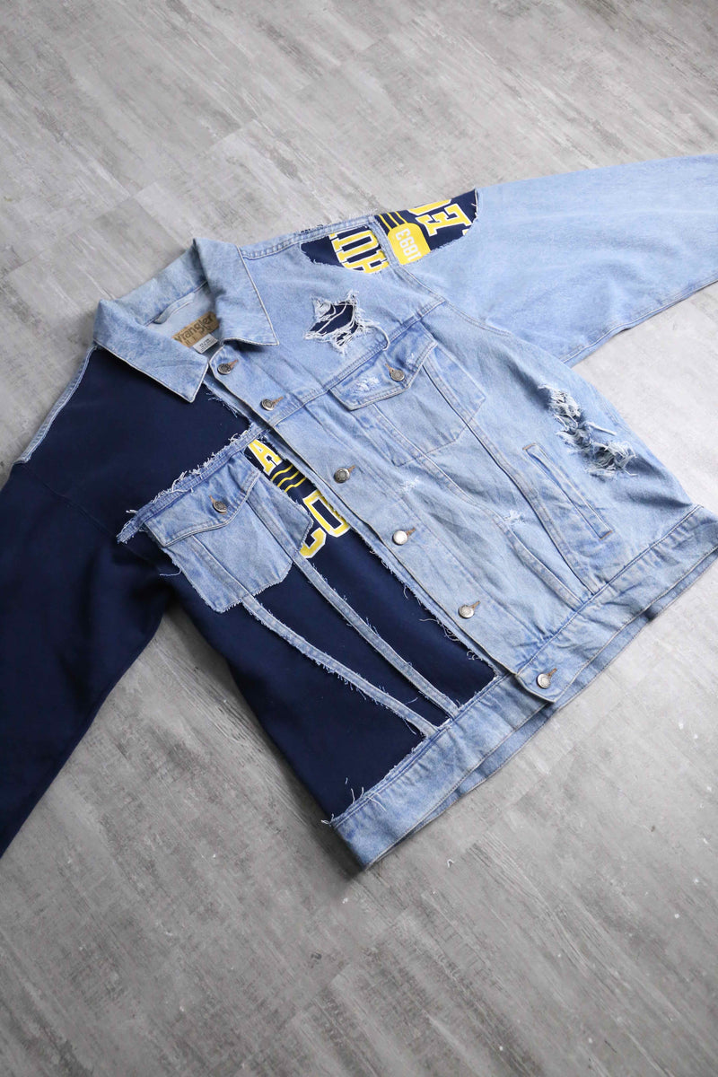 ''Re:make'' sweat docking design denim jacket