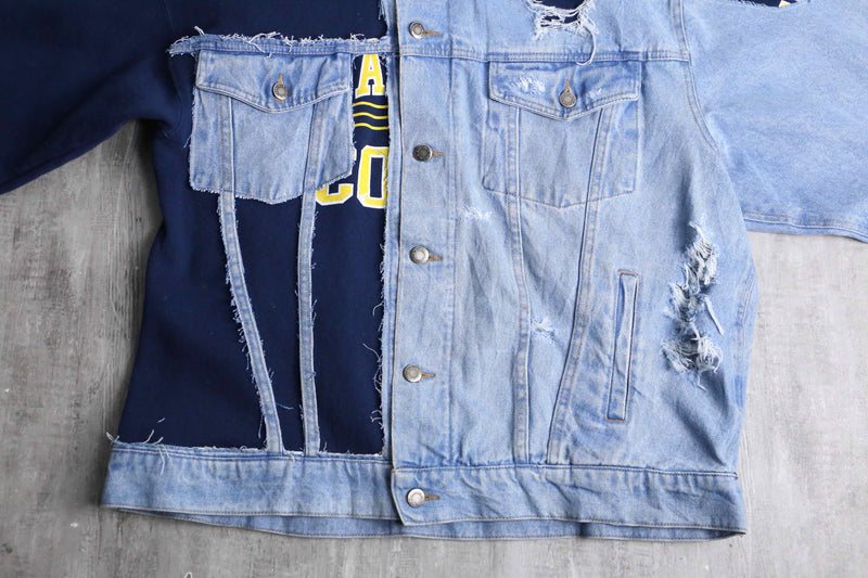 ''Re:make'' sweat docking design denim jacket