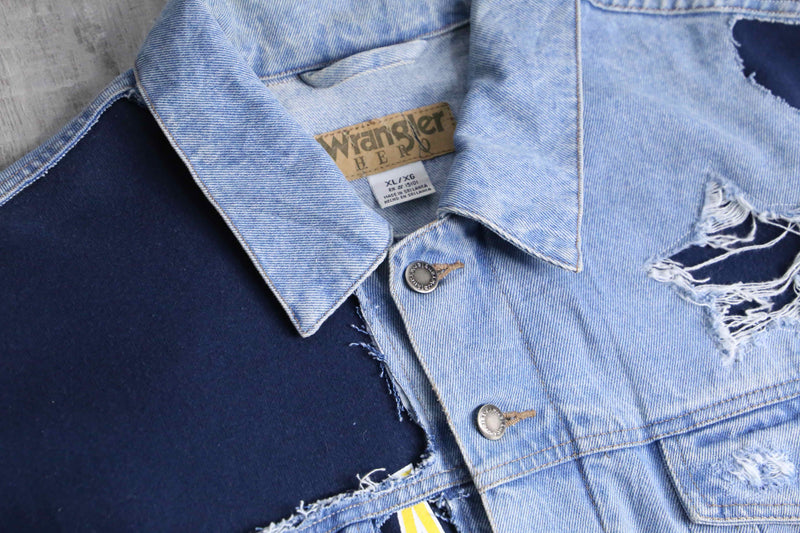 ''Re:make'' sweat docking design denim jacket