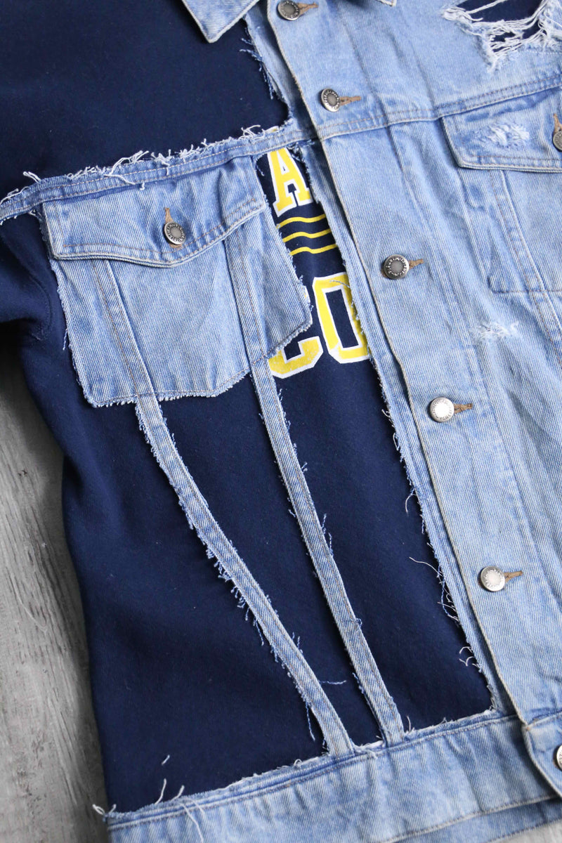 ''Re:make'' sweat docking design denim jacket