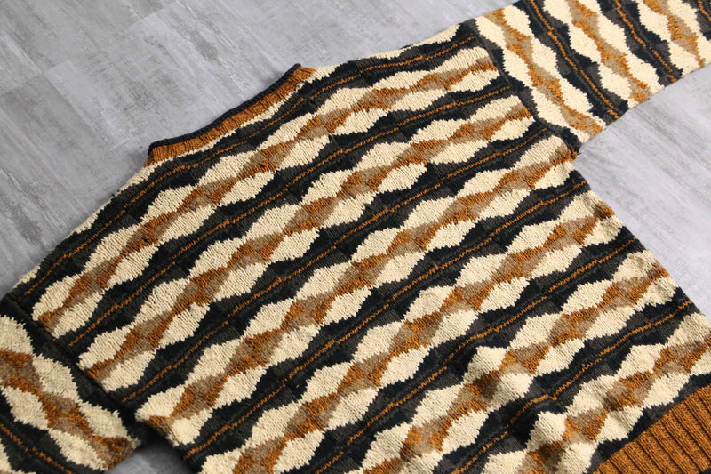 1990s cotton wool roll neck hand knit