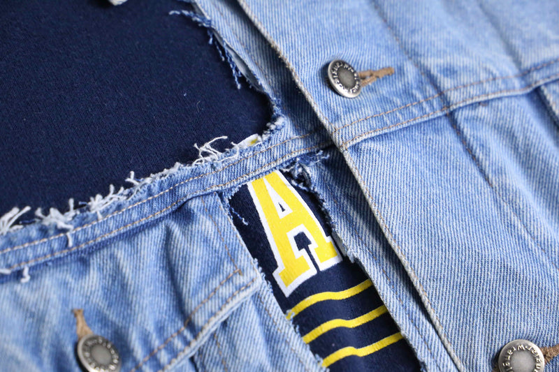 ''Re:make'' sweat docking design denim jacket