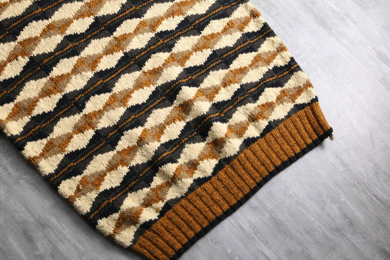 1990s cotton wool roll neck hand knit