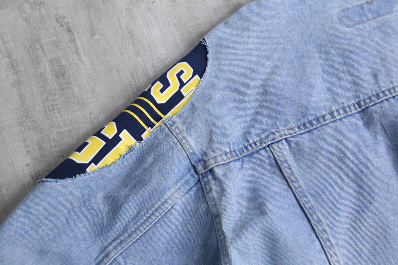 ''Re:make'' sweat docking design denim jacket