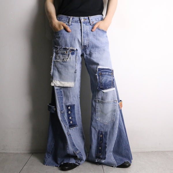 remake "再構築"  indigo color flare denim pants