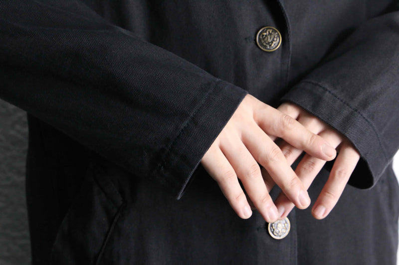 black cotton single chester coat