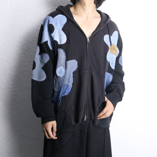 "Re:make" docking flower zip hoodie