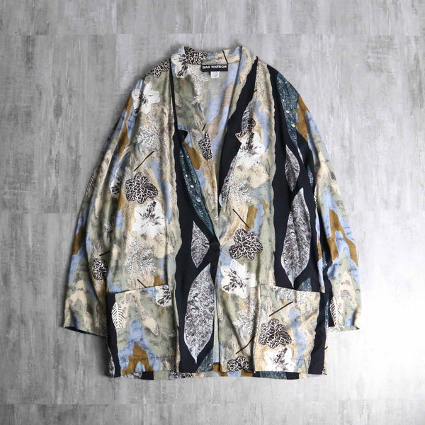 art plants pattern rayon easy tailored jacket