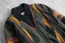 1990s color switch zip-up suede leather jacket