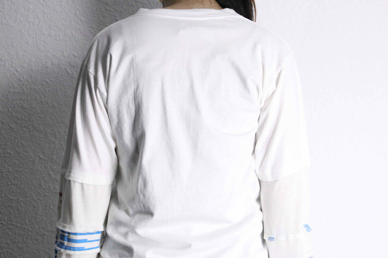 "Re:make" Orcinus orca design layered sleeve white Tee