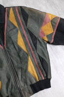 1990s color switch zip-up suede leather jacket