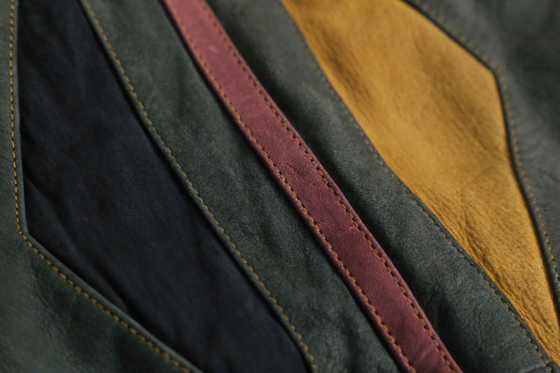 1990s color switch zip-up suede leather jacket