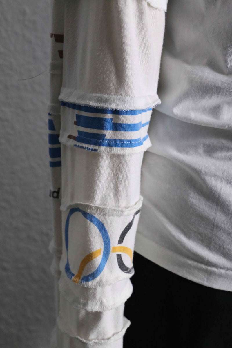 "Re:make" Orcinus orca design layered sleeve white Tee