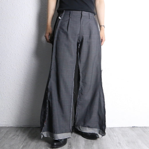 "Re:make" gray check double docking flare slacks