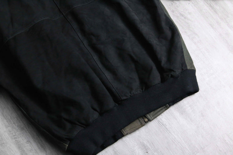 1990s color switch zip-up suede leather jacket