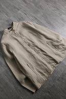 1990s zip up stand collar linen jacket