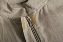 1990s zip up stand collar linen jacket