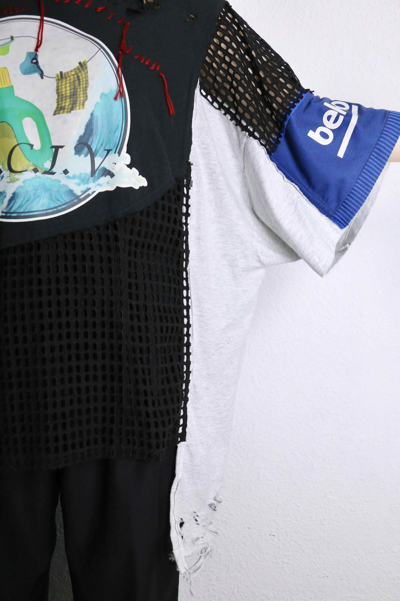 "Re:make" destroy&stitch design docking wide Tee