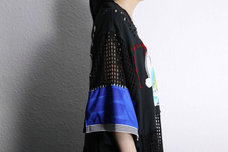"Re:make" destroy&stitch design docking wide Tee