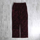 velour flower pattern wine  red easy pants