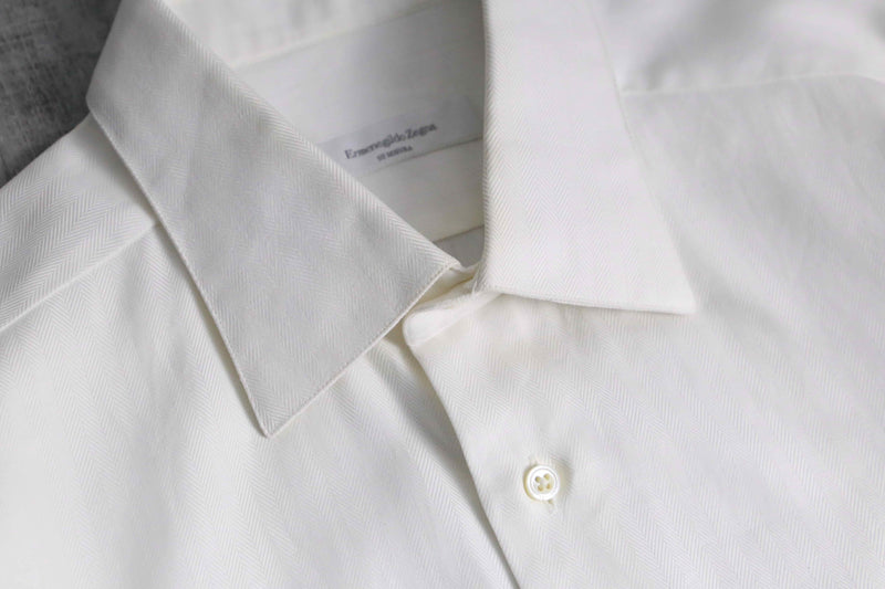 Ermenegildo Zegna cotton herringbone double cuff dress shirt "SU MISURA"