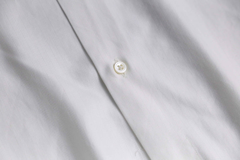 Ermenegildo Zegna cotton herringbone double cuff dress shirt "SU MISURA"