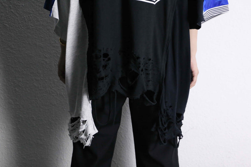 "Re:make" destroy&stitch design docking wide Tee