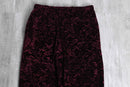 velour flower pattern wine  red easy pants