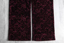 velour flower pattern wine  red easy pants