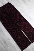 velour flower pattern wine  red easy pants