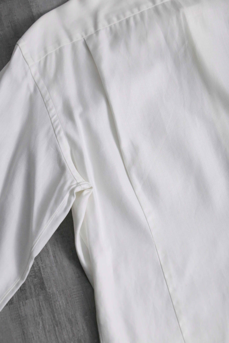 Ermenegildo Zegna cotton herringbone double cuff dress shirt "SU MISURA"